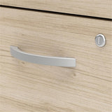 Bush Business Furniture Arrive 72W x 72D L Shaped Reception Desk with Shelf and Mobile File Cabinet in Natural Elm, Modern Receptionist Station for Office Waiting Room Bush Furniture