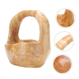 SHOWERORO 1pc Solid Wood Root Carving Fruit Basket Wood Fruit Basket with Handle Cupcake Basket Wooden Decorative Storage Basket Snack Container SHOWERORO