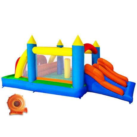 HuaKastro 16.3x7.2FT Kids Inflatable Obstacle Bounce House with Dual Racing Slides, Crawl Tunnels, Climbing, Obstacles, Jumping All in One Castle Great for Children's Outdoor Party - with Blower HuaKastro