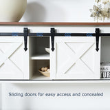 Puntogen Entryway Table with Sliding Barn Doors, 43" Farmhouse Console Table with Storage Shelf, Behind Couch Sofa for Hallway, Entryway, Foyer, White Puntogen