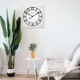 Presentime & Co 21" Farmhouse Square Shiplap Barn Door Wood Clock - White, Arabic Numeral. Home Decoration/Wall Decoration/Farmhouse Décor for Living Room, Dining Room, and Entryway. Presentime