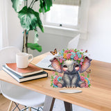 Elephant with Butterflies and Flowers Diamond Painting Desktop Ornament Kit, 5D DIY Acrylic Crystal Special Shaped Tabletop Diamond Art Home Decor for Adult (ZS15) Generic