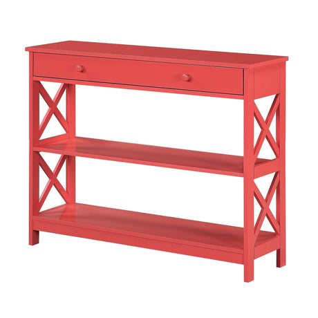 Convenience Concepts Oxford 1 Drawer Console Table with Shelves, Coral Convenience Concepts