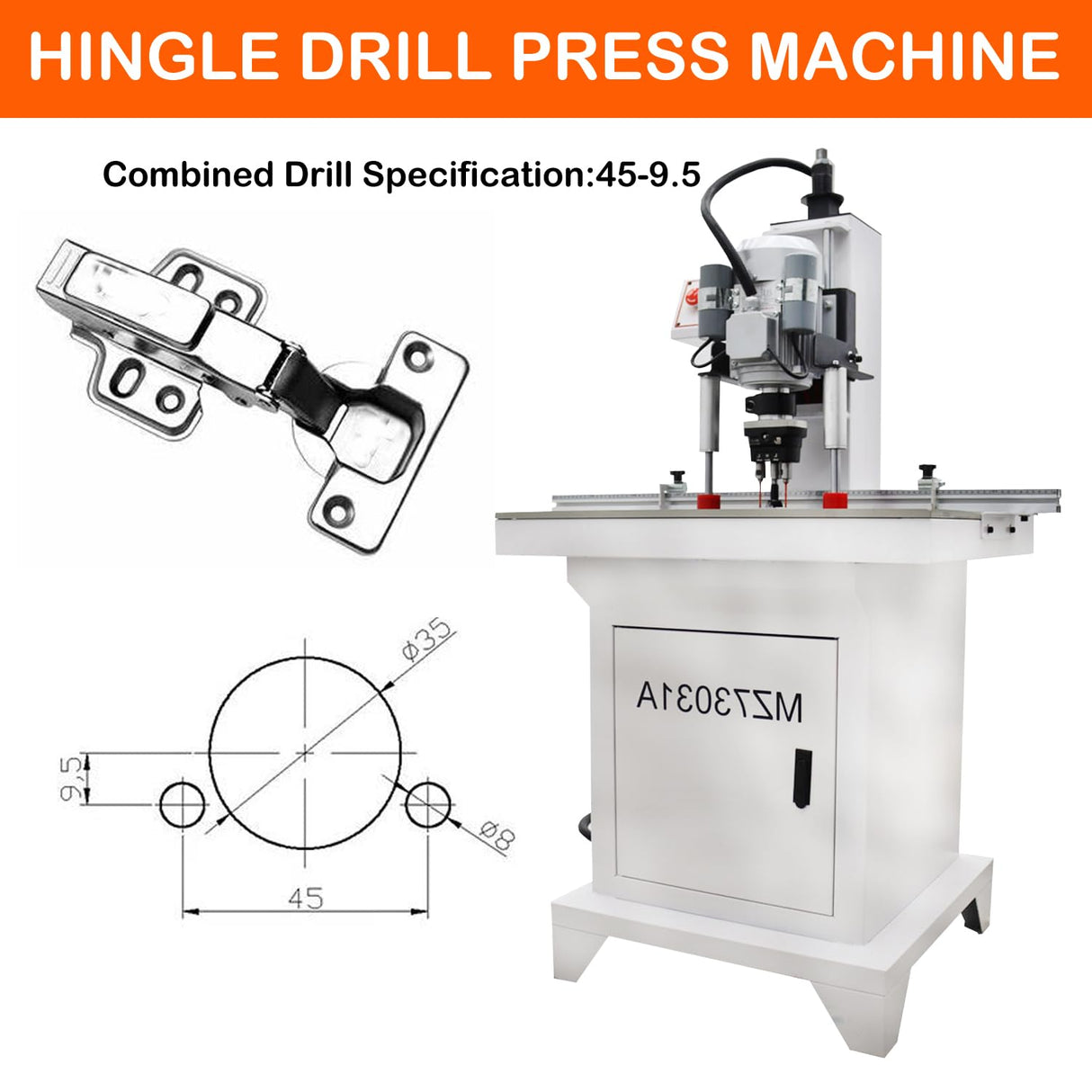 HayWHNKN Pneumatic Hinge Boring Drilling Machine Hinge Boring Drill Press Machine Woodworking Hinge Drilling Machine 3Z-45-9.5 110V HayWHNKN