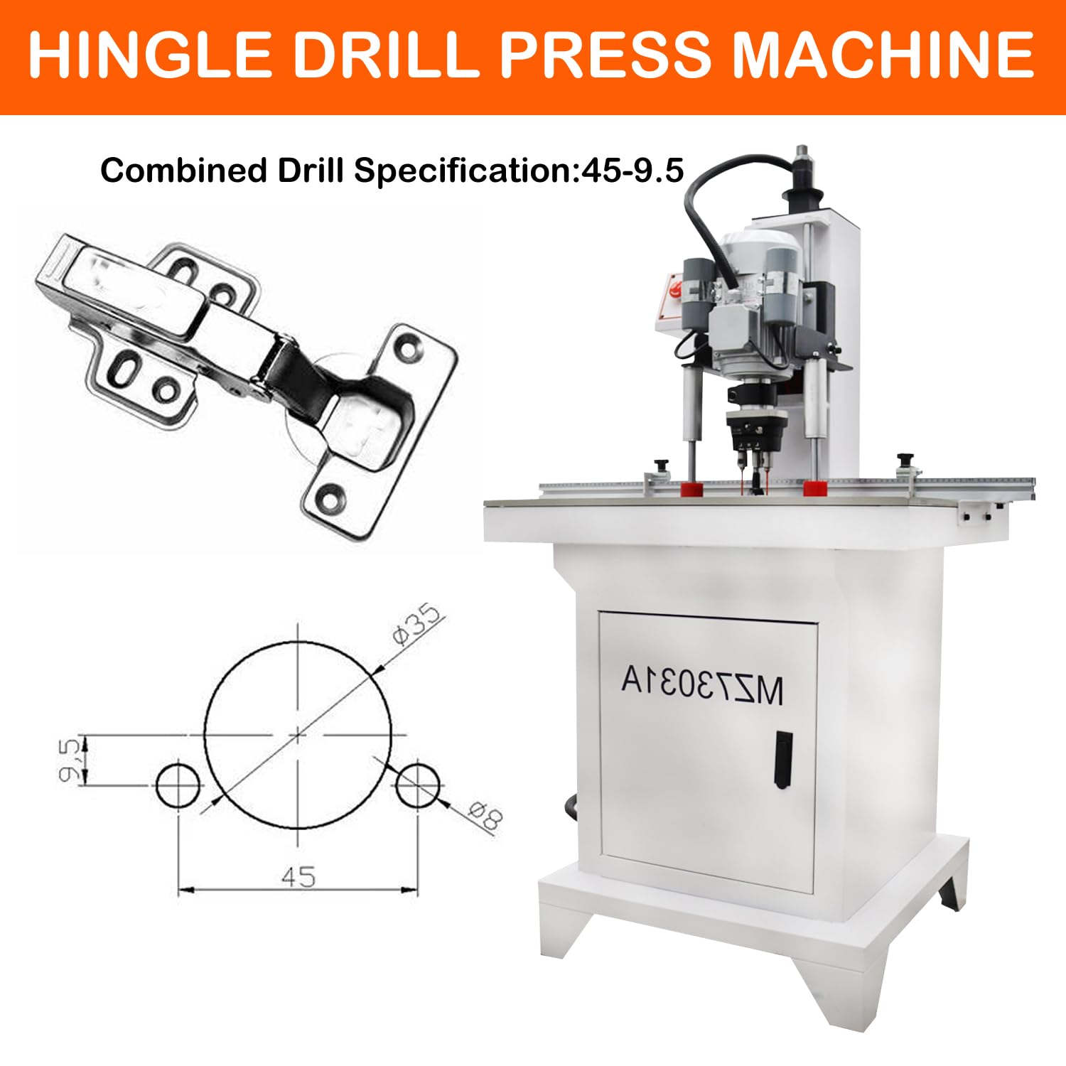 HayWHNKN Pneumatic Hinge Boring Drilling Machine Hinge Boring Drill Press Machine Woodworking Hinge Drilling Machine 3Z-45-9.5 110V - WoodArtSupply