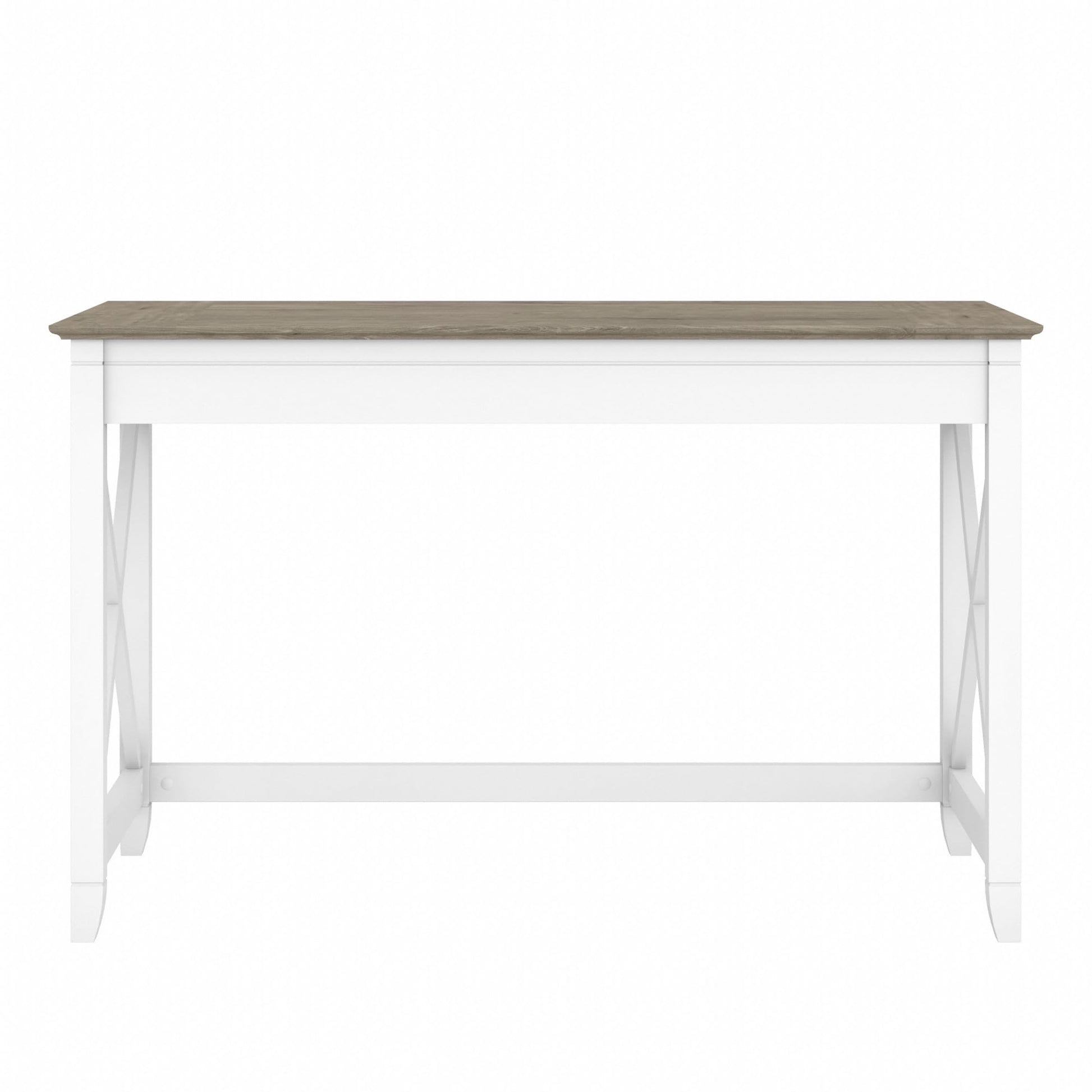 Bush Furniture Key West Writing Table for Home Office | Small Modern Farmhouse Desk, 48W, Pure White and Shiplap Gray - WoodArtSupply