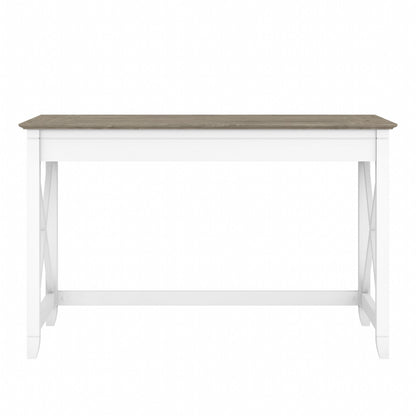 Bush Furniture Key West Writing Table for Home Office | Small Modern Farmhouse Desk, 48W, Pure White and Shiplap Gray - WoodArtSupply