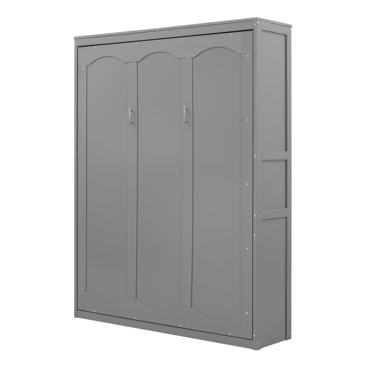 Merax Queen Size Murphy Bed, Wood Queen Murphy Cabinet Bed with Shelves, for Home Office or Small Room, Gray Merax