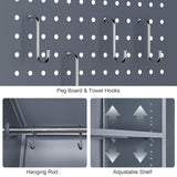 72.8" H Locking Garage Storage Cabinet, Metal Lockable Storage Cabinets with Doors and Shelves, Grey Broom Closet Storage Cabinet, Broom and Mop Utility Cabinet for Home,Kitchen,Garage GREATMEET