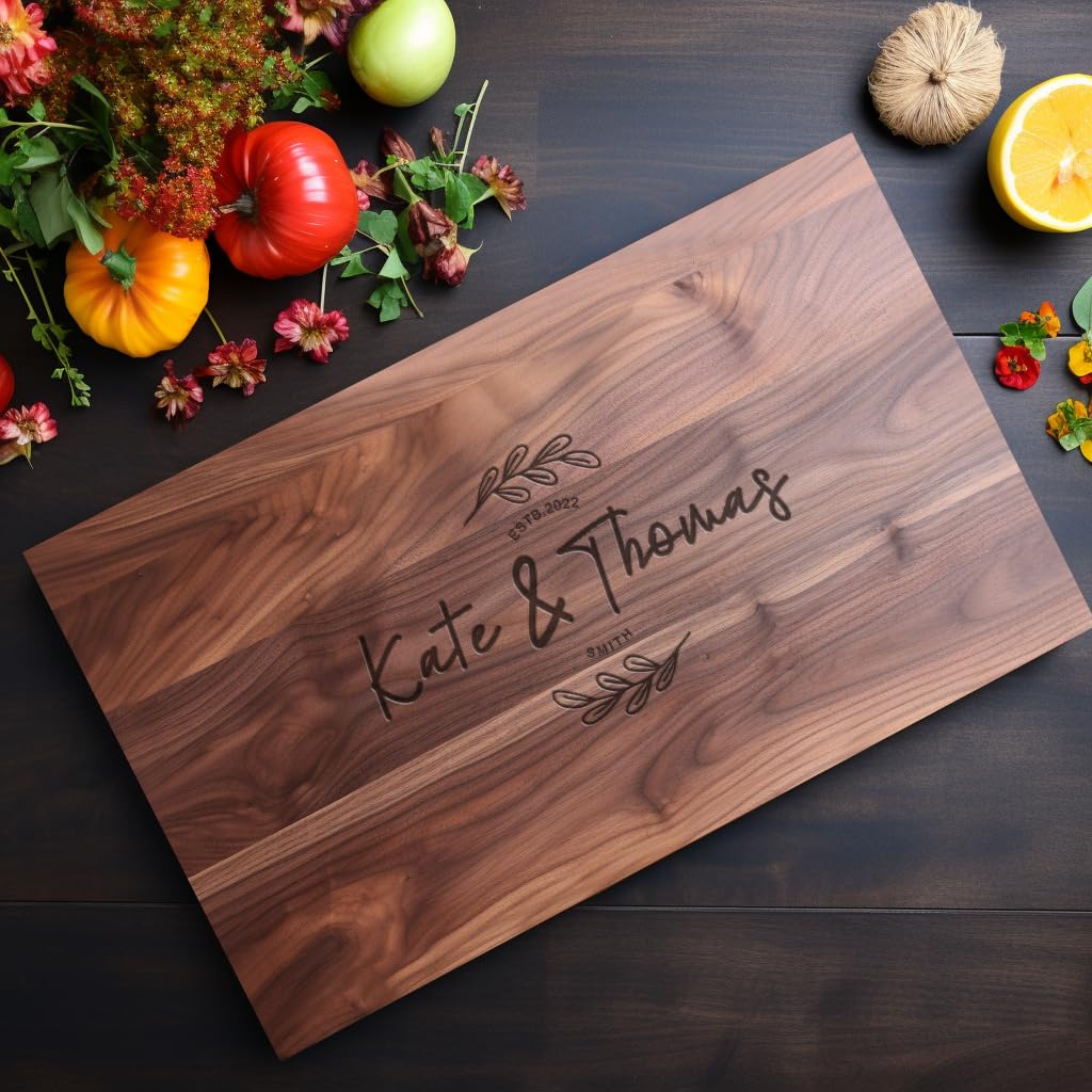 Personalized Cutting Board, Usa Crafted Maple/Walnut Customized Cutting Boards, Save The Date Wedding Gift, Christmas Gifts, Bridal Shower Gifts for - WoodArtSupply