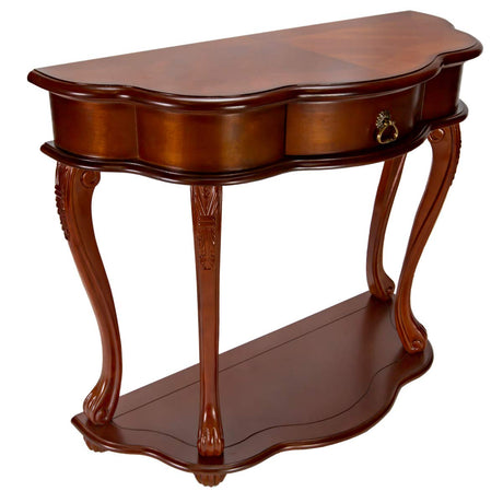 All Things Cedar Classic Accents HF024 Old World Entryway Table | Cherry Wood Console Table | Birch Veneer, Solid Wood Legs, Interior Drawer | Elegant Wooden Entry Table 35x15x30 All Things Cedar