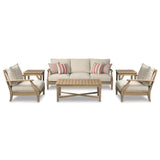 Signature Design by Ashley Carter Hall Outdoor Eucalyptus Patio Lounge Chair with Cushion, Beige Signature Design by Ashley