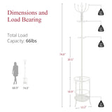Tajsoon Standing Coat Rack with Umbrella Holder, Freestanding Coat Hanger Stand with Umbrella Stand, Entryway Coat Rack with 12 Hooks to Hold Clothes, Coat Tree for Living Room Bedroom Office, White Tajsoon