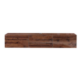 LUXOAK 70" Wall Mounted High Gloss Floating TV Stand with LED Lights & Charging Station,Media Entertainment Center for TVs Up to 80", Modern Woodgrain Floating TV Console for Living Room, Espresso LUXOAK