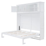 Favfurish Murphy Bed Full Size Storage Cabinet Bed Frame with Wardrobe and Drawers,can be Folded into a Cabinets,Metal Hideaway Bedframe W/Wood Slat Support,for Kids Bedroom,Student Dorms,White Favfurish