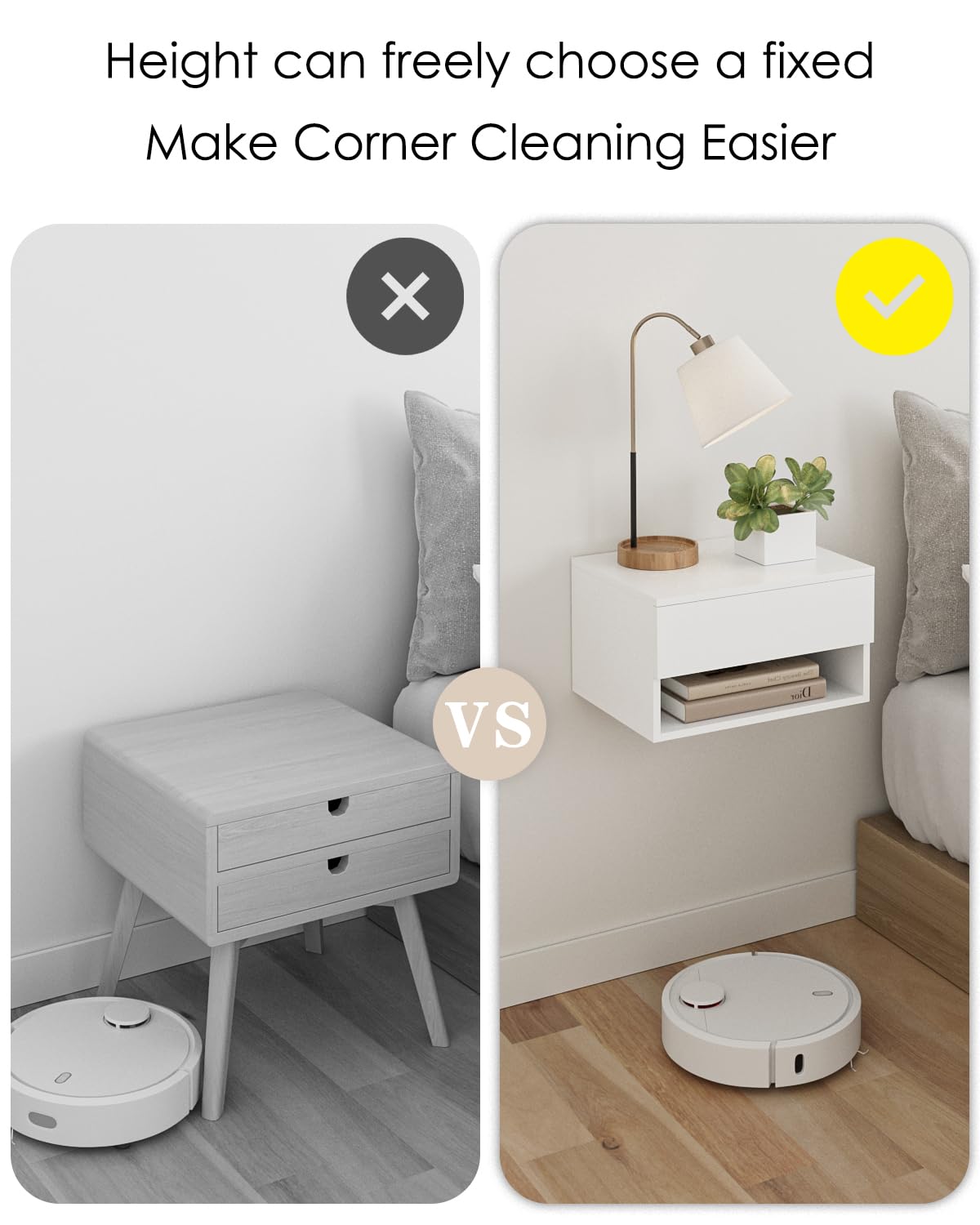 Aienvey Floating Nightstand, Small Modern Floating Nightstand with Drawer, Floating Shelves for Bedroom, Bathroom, White Aienvey