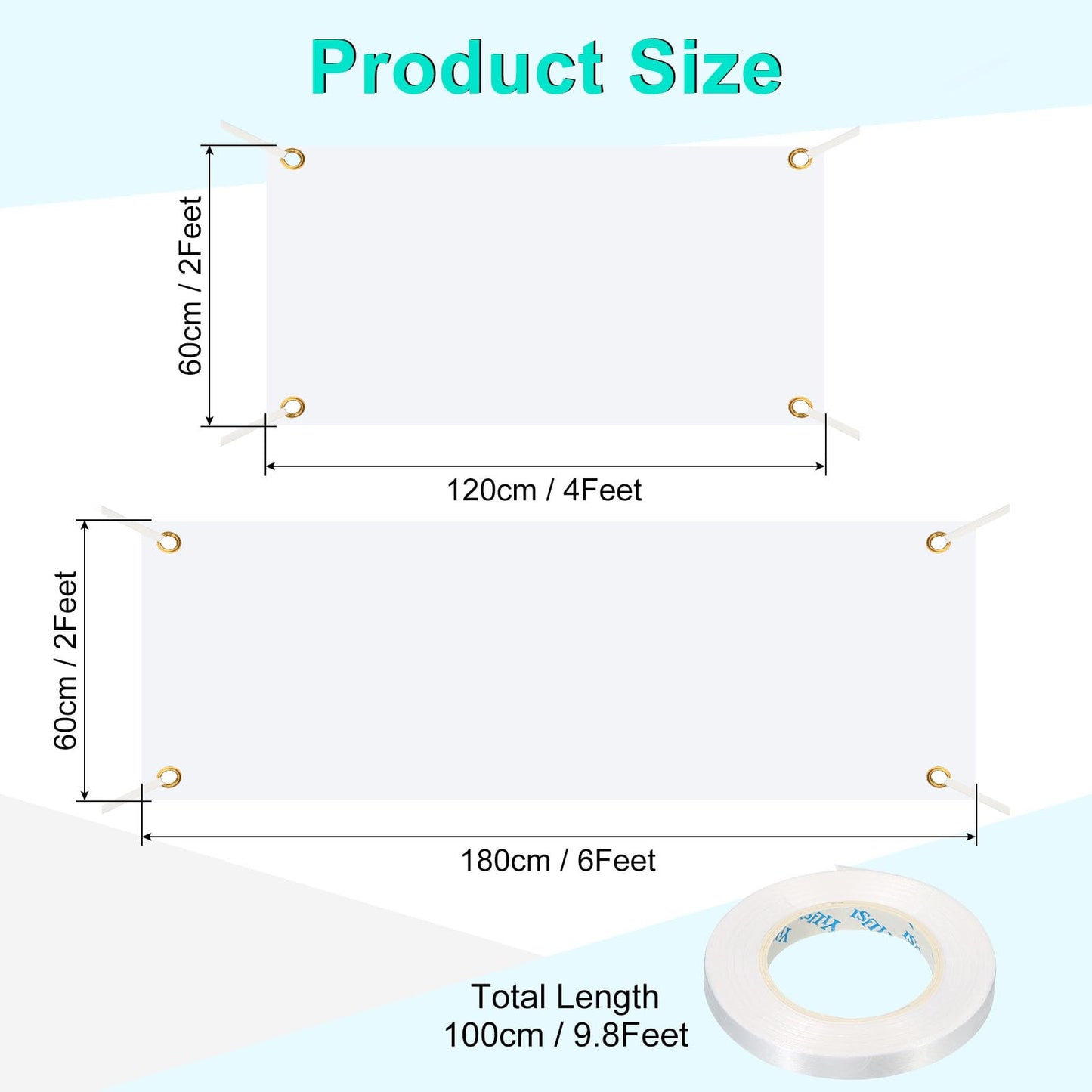 PATIKIL Large Blank Banner and Signs, 4 Pcs Polyester Sublimation Banners with Hanging Rope for Business Outside Outdoor Wall Flag Paintable DIY Banner Signs, White 2 x 4 Feet, 2 x 6 Feet