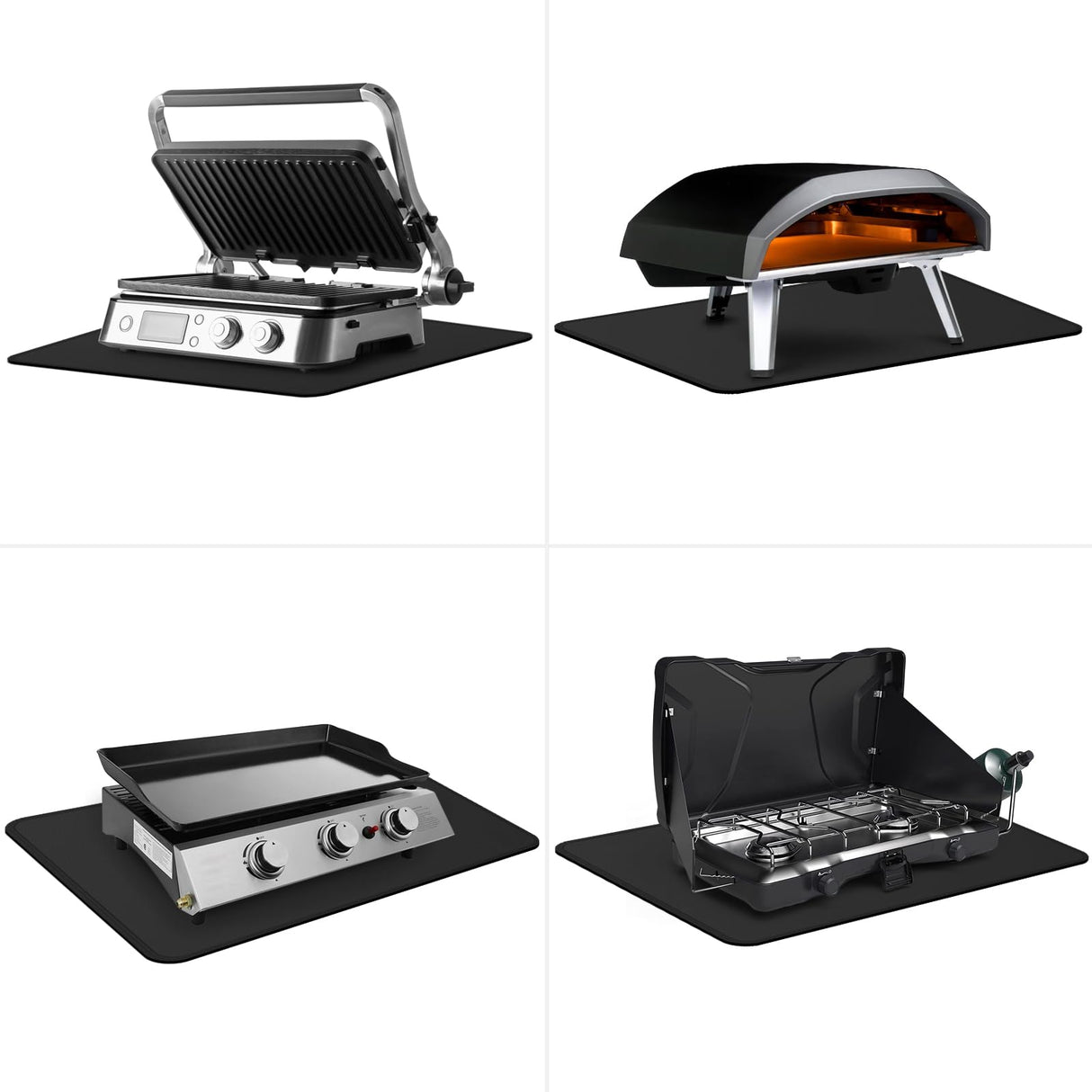 FLASLD Fireproof & Waterproof Under Blackstone Griddle BBQ Mat, Protect Your Prep Table and Outdoor Grill Table - Heat Resistant Grill Table Mat (Black,16 x 24in) FLASLD