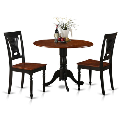 East West Furniture DLPL3-BCH-W Dublin 3 Piece Modern Set Contains a Round Wooden Table with Dropleaf and 2 Dining Room Chairs, 42x42 Inch - WoodArtSupply