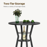 YATINEY Bar Table, 2-Tier Round High Top Table, Pub Table, Home Bar Counter Height, Bistro Tables, for Kitchen, Living Room, Meeting Room, Pub, Black BT03BB YATINEY