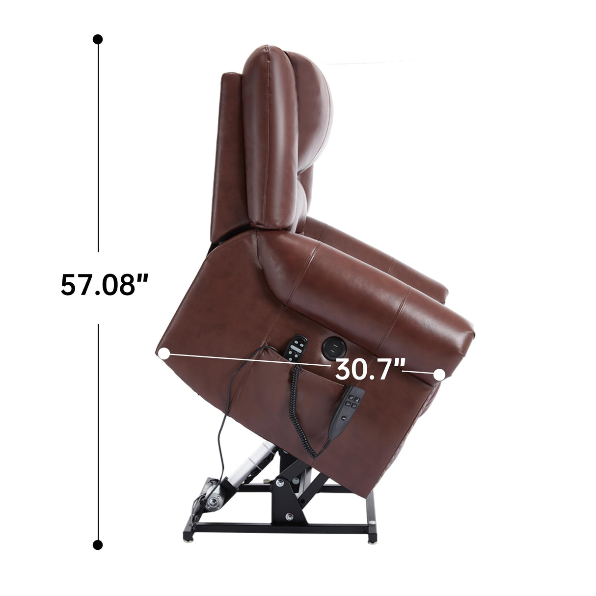 Dual Motor Power Lift Chair, Lay Flat Recliner Chair, Electric Recliner with Massage and Heat for Elderly, Remote Control, Infinite Position, Standing Assistance, USB Ports (Red, Genuine Leather) Trustyue