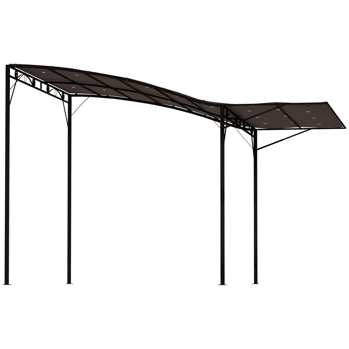 Outsunny 10' x 8' Outdoor Pergola and Patio Gazebo, Extendable Side Awning, Sun Shade Shelter for Garden, Camper, Deck, Doors and Windows, Brown Outsunny