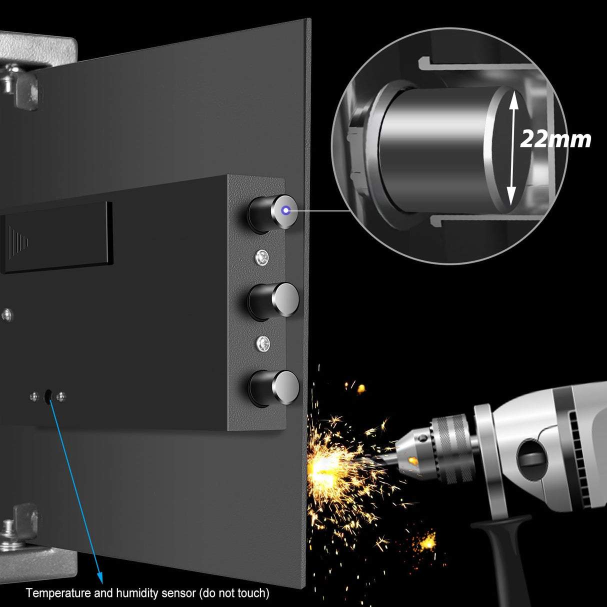 Smart Security Cabinet Safe, Steel Lock Box hand Gun Safe -Perfect for Home/Office/Hotel, Secure Pistols, Documents, Jewelry, Valuables (Biometric Grey Safe with Screen-13.75"x13"x15") BBRKIN