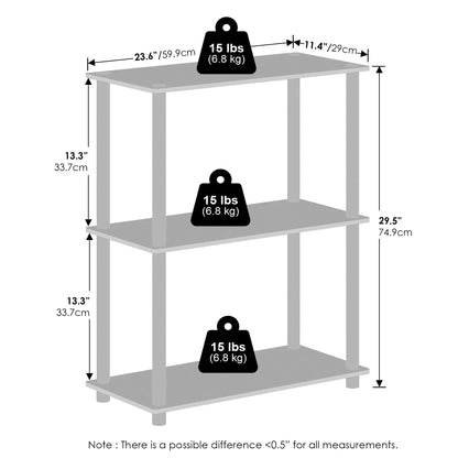 Furinno Turn-N-Tube 3-Tier Multipurpose Compact Bookcase, Dark Cherry - WoodArtSupply