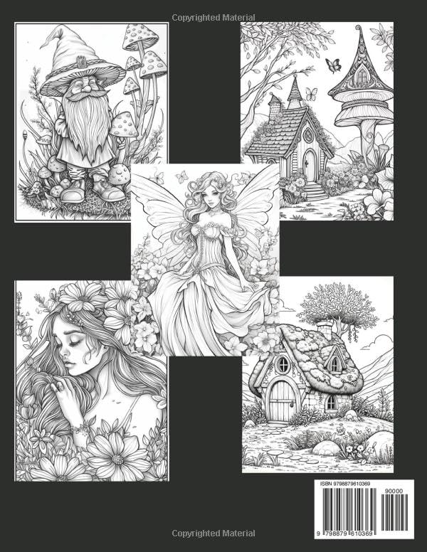 Fantasy Coloring Book for Teens and Adults: Fairies, Gnomes, Homes and More for Relaxation and Mindfulness WoodArtSupply
