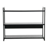 Household Essentials 3 Tier Wide Book Shelf, Medium, Black Oak Finish Household Essentials