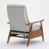 Comfort Pointe Terni Wood Arm Push Back Recliner in Sea Oat Beige Performance Fabric Comfort Pointe