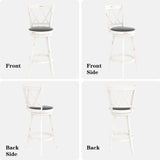 Betterhood 29" Bar Height Swivel Stools - High Back Swivel Barstools with Upholstered Seat & Solid Wood Footrest, Counter Bar Chairs for Kitchen Island & Pub (White, Set of 2) Betterhood