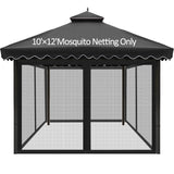 Homegroove Replacement Mosquito Netting for 10x12ft Gazebo, Universal Mosquito Netting for Patio Garden Yard, 4-Panel Outdoor Mesh Netting Screen with Zipper, Upgraded Flame Retardant Material Black homegroove