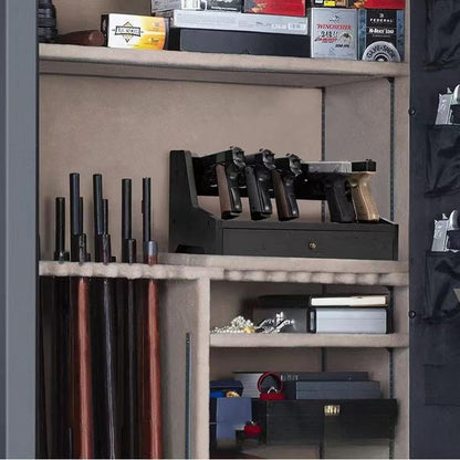 ROLUXENTIA Wooden Handgun Holder Pistol Rack for Gun Safe - Fits 6 Pistols, Firearm Rack Stand Display Organizer, Revolvers Gun Cabinet Accessories Storage Solution - WoodArtSupply