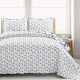 Lush Decor Scandinavian Floral Quilt Queen Size Reversible 3 Piece Set Full/Queen Navy & White - Floral Bedding Set Queen Quilt - White Bedding Lush Decor