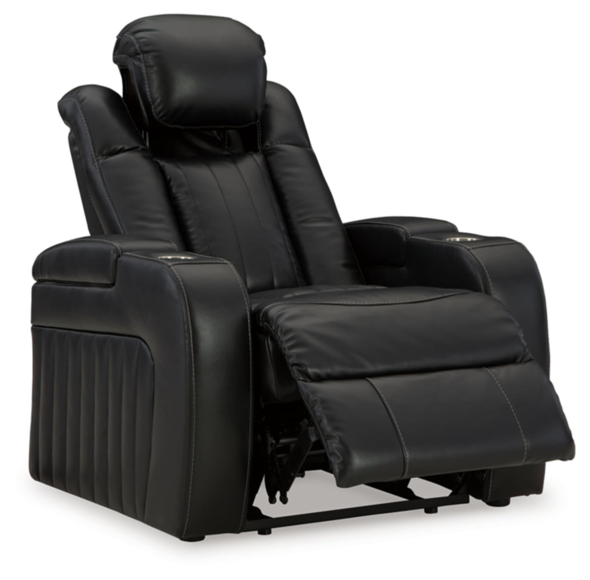 Signature Design by Ashley Caveman Den Modern Faux Leather Wall Hugger Power Recliner with Adjustable Headrest, Storage, Wireless, USB Ports and LED Lights, Black Signature Design by Ashley