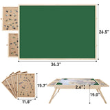 ITEFDTUTNE Jigsaw Puzzle Table with Folding Legs, 34 "x 26" Wooden Puzzle Table with 4 Drawers and Cover, Portable Puzzle Enlightenment Board for Puzzle Storage and Sorting - 1500 Piece ITEFDTUTNE