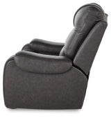 Signature Design by Ashley Trumble Modern Faux Leather Manual Rocker Recliner with Track Arms, Gray Signature Design by Ashley