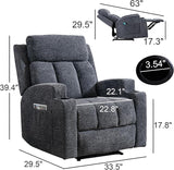 IOMOR Fabric Manual Recliner Chair for Adults, Comfy Reclining Chairs with Overstuffed Arm and Back, Single Sofa for Living Room (2, Dark Grey) IOMOR