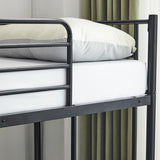 AEMSOFK Bunk Bed Twin Over Twin, Metal Bunk Bed Frame, Metal Bunkbeds with Built-in Ladder, High Guardrail and Metal Slats, No Box Spring Needed, Space Saving, Noise Free (Black) AEMSOFK