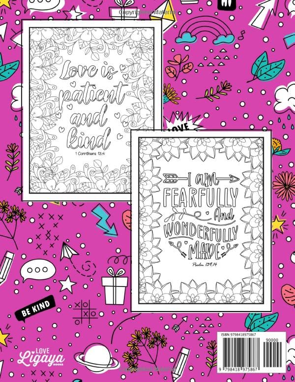 Inspirational & Motivational Bible Verse Coloring Book for Girls: Over 35 Beautiful Lettering Designs of Quotes and Verses of the Scripture for Ages 9-14 Years Old