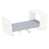 RuiSiSi Twin Murphy Bed with Mattresses, Folding Cabinet Bed with Adjustable Position Desk, Pull Out Murphy Chest Beds with Desk for Small Place Office Nap Guest Room, White RuiSiSi