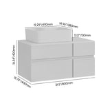 Weibath Floating Wall-mounted Bathroom Vanity Faux Marble Top with Ceramic Vessel Sink (White, 31.5"W x 15.8"D x 16.5"H) Weibath