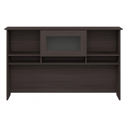 Bush Furniture Cabot 60W Desk Hutch with Shelves and Cabinet in Heather Gray - WoodArtSupply