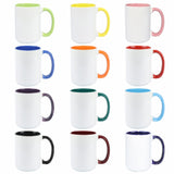 HomeVss Ceramic 15oz Sublimation Coffee Mug, 12 Assorted Colors, Case of 12 HomeVss