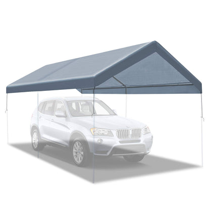 BenefitUSA Canopy ONLY 10'x20' Carport Replacement Canopy Outdoor Tent Garage Top Tarp Shelter Cover w Ball Bungees (Grey) - WoodArtSupply