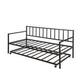 Metal Daybed with Trundle, Twin Size Day Bed Frame with Pullout Trundle, Heavy-Duty Daybed for Living Room Bedroom Kids Teens and Adults, Black Bellemave