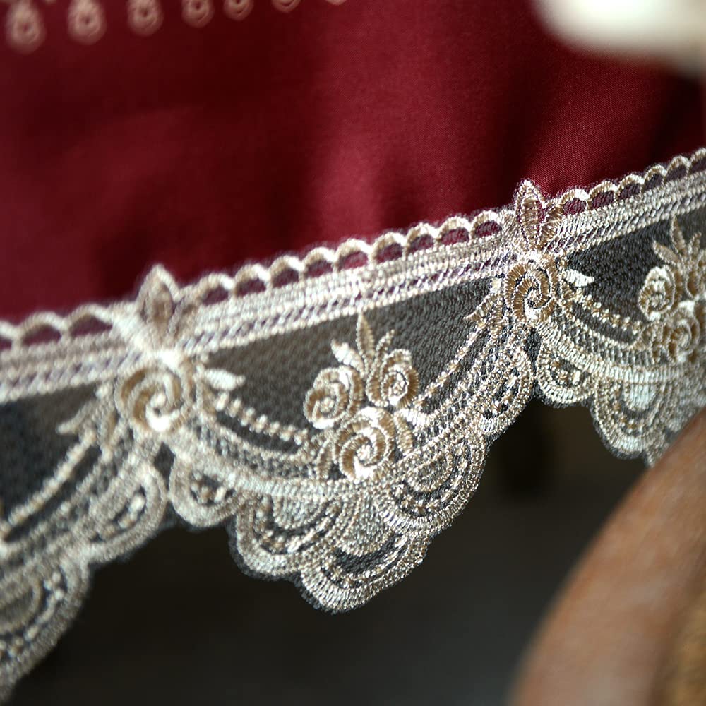 SUTAVIA Floral Lace Tablecloth Farmhouse Waterproof Fabric Table Cover Satin Resistant for Home Kitchen Dining Room Winter Holiday Christmas Party(Burgundy, Rectangle/Oblong,60 x 84 Inch,6-8 Seats) SUTAVIA