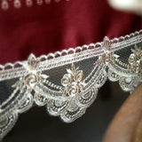 SUTAVIA Floral Lace Tablecloth Farmhouse Waterproof Fabric Table Cover Satin Resistant for Home Kitchen Dining Room Winter Holiday Christmas Party(Burgundy, Rectangle/Oblong,60 x 84 Inch,6-8 Seats) SUTAVIA