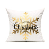 All Smiles White Gold Christmas Decorations Throw Pillow Covers 18X18 Set of 4 Winter Xmas Navidad Home Holiday Décor Velvet Cushion Cases for Sofa Tree Snowflake Reindeer All Smiles
